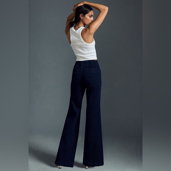 NWT Maeve Anthropologie Size 25 The Naomi High-Rise Wide-Leg Jeans Dark Wash - Picture 3 of 7